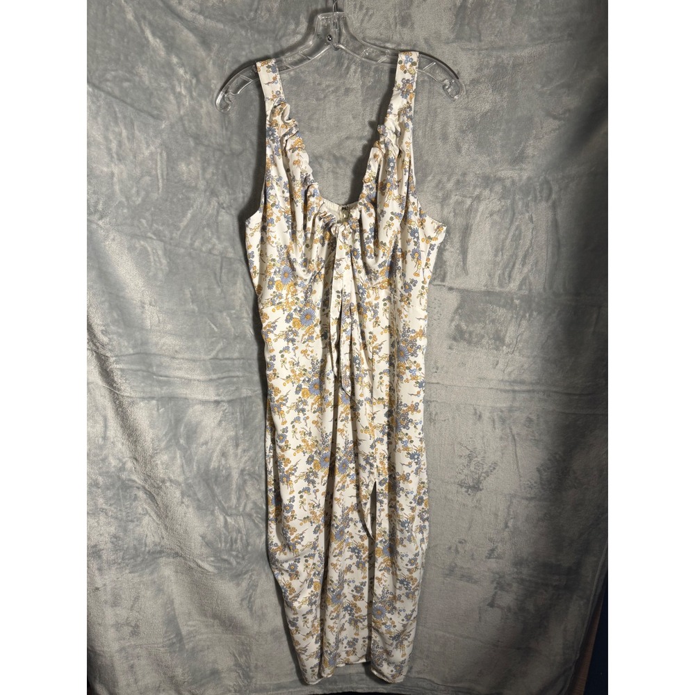 Abercrombie Fitch Floral Maxi Dress NWT Tie Front Womens XLT tall leg slit